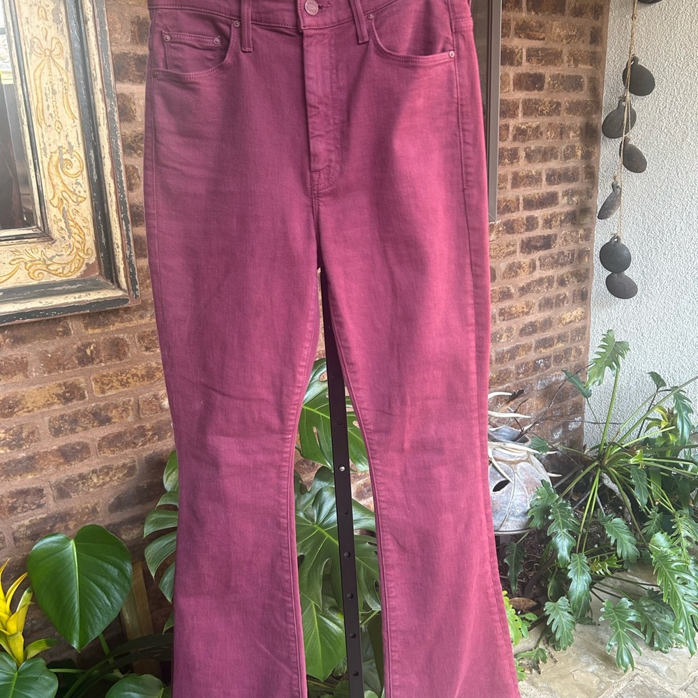 MOTHER Deep Burgundy Flare Jeans - Picture 1 of 5